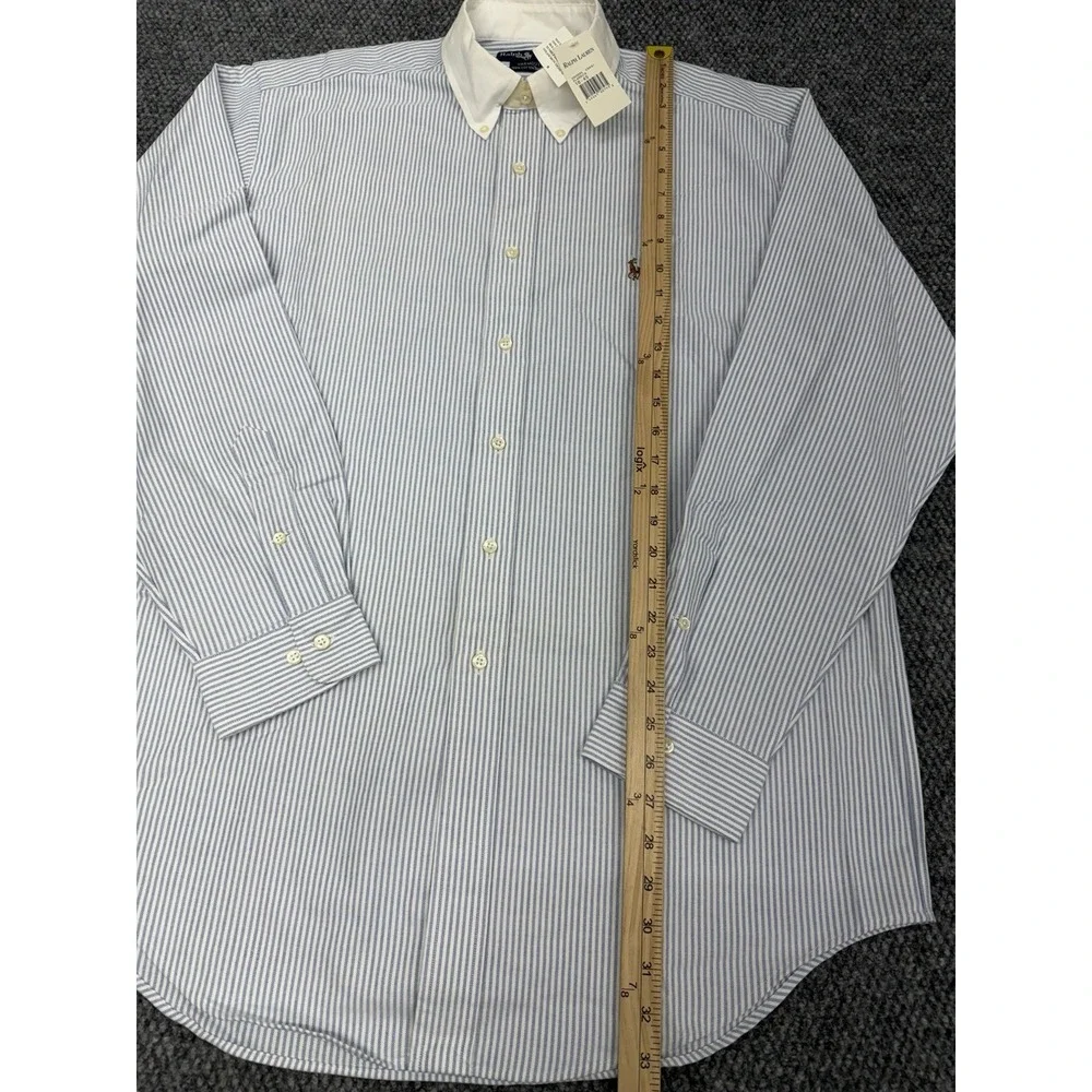 Vintage Polo Ralph Lauren Yarmouth Oxford Shirt Blue White Stripe Men's 16 34/35